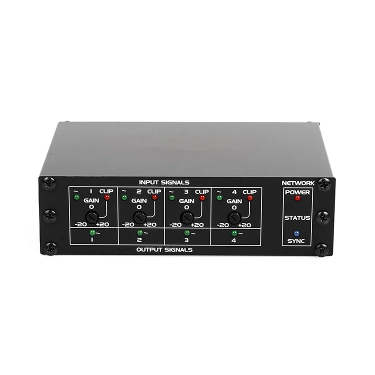 Interface Dante de 4 microfones e linhas